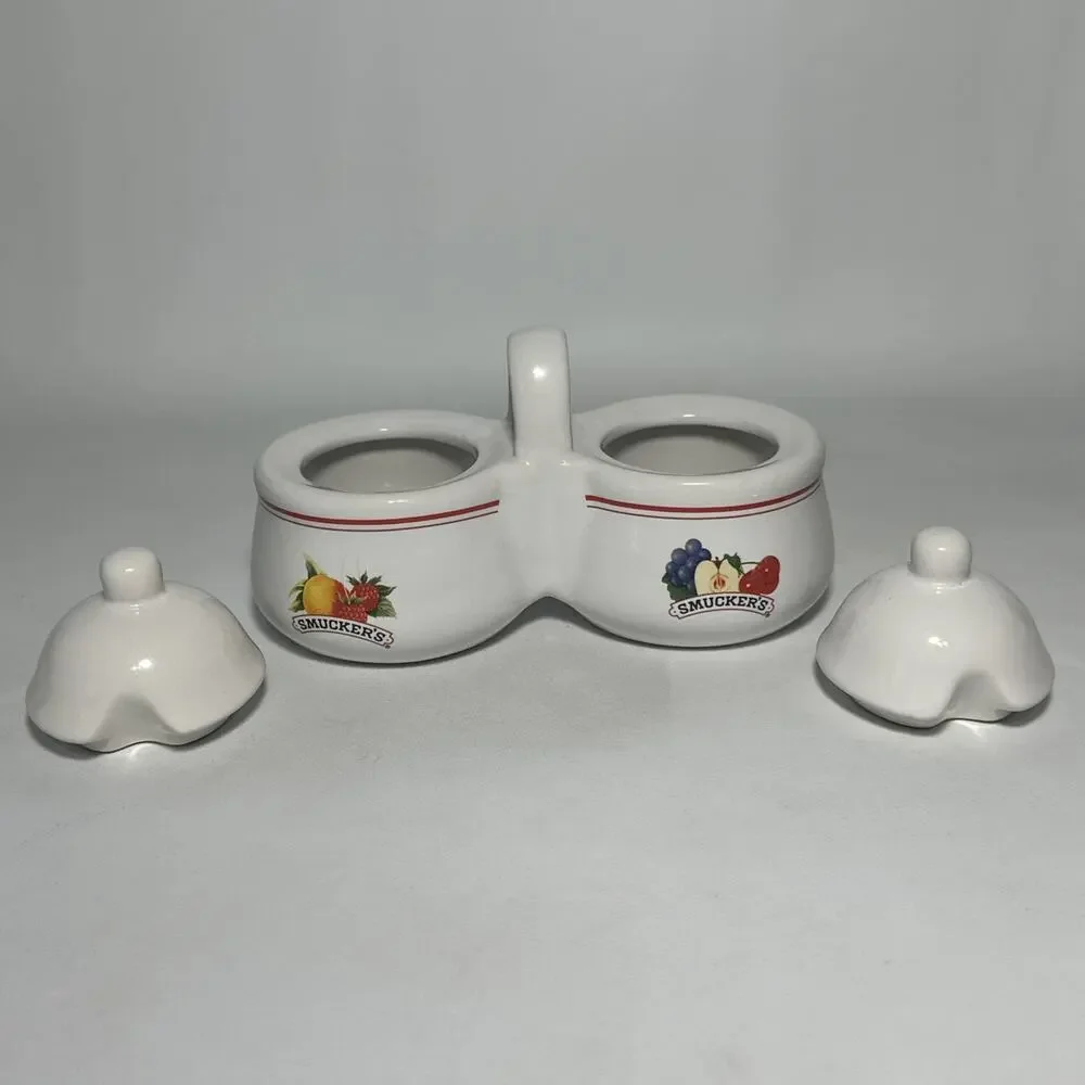 Smuckers Double Covered Ceramic Jam Jar With Lids